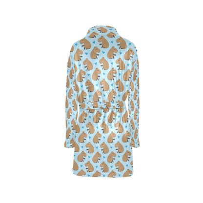 Capybara Pattern Print Design 01 Women's Fleece Robe