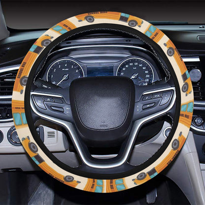 School Bus Print Design LKS305 Steering Wheel Cover with Elastic Edge