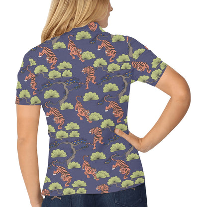 Tiger Pattern Japan Style Women's Polo Shirt