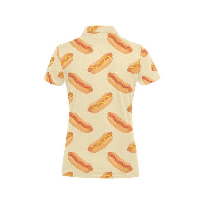 Hot Dog Pattern Print Design 05 Women's Polo Shirt