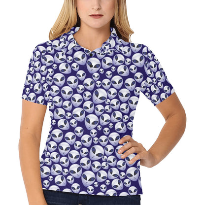 Alien Head Extraterrestrial Women's Polo Shirt