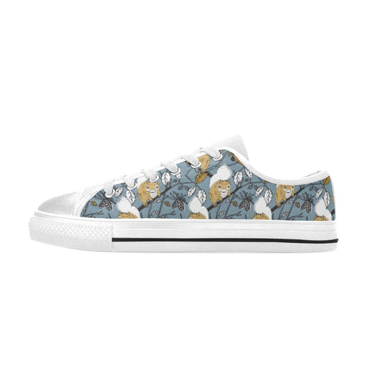 Squirrel Print Design LKS305 Women's White Low Top Shoes