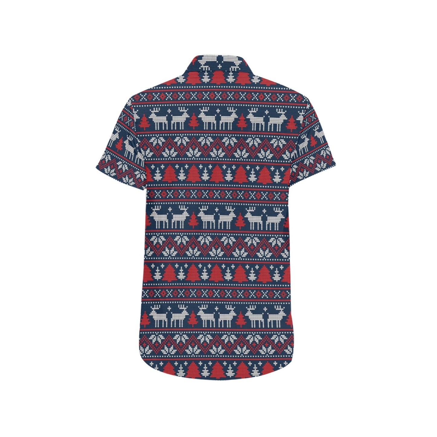 Reindeer Print Design LKS405 Men Short Sleeve Button Up Shirt