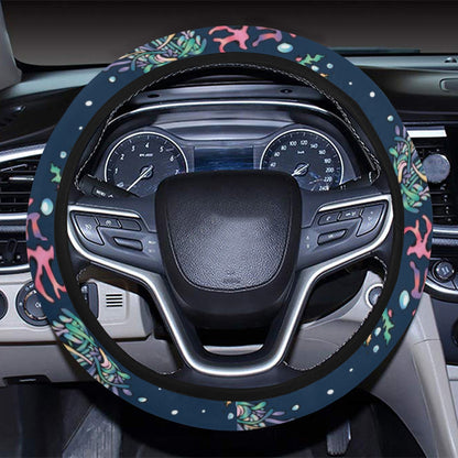 Seaweed Print Design LKS306 Steering Wheel Cover with Elastic Edge