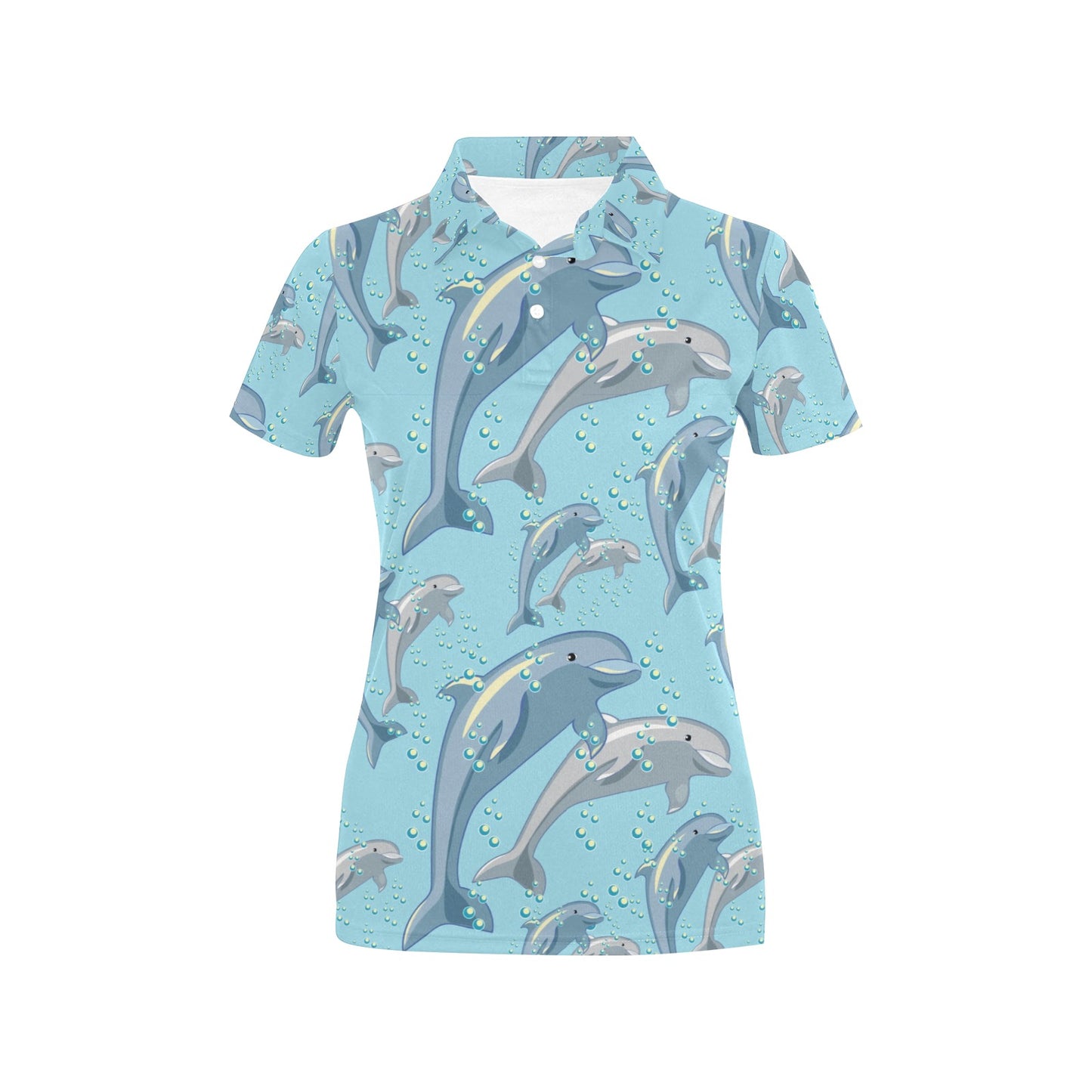 Dolphin Print Pattern Women's Polo Shirt