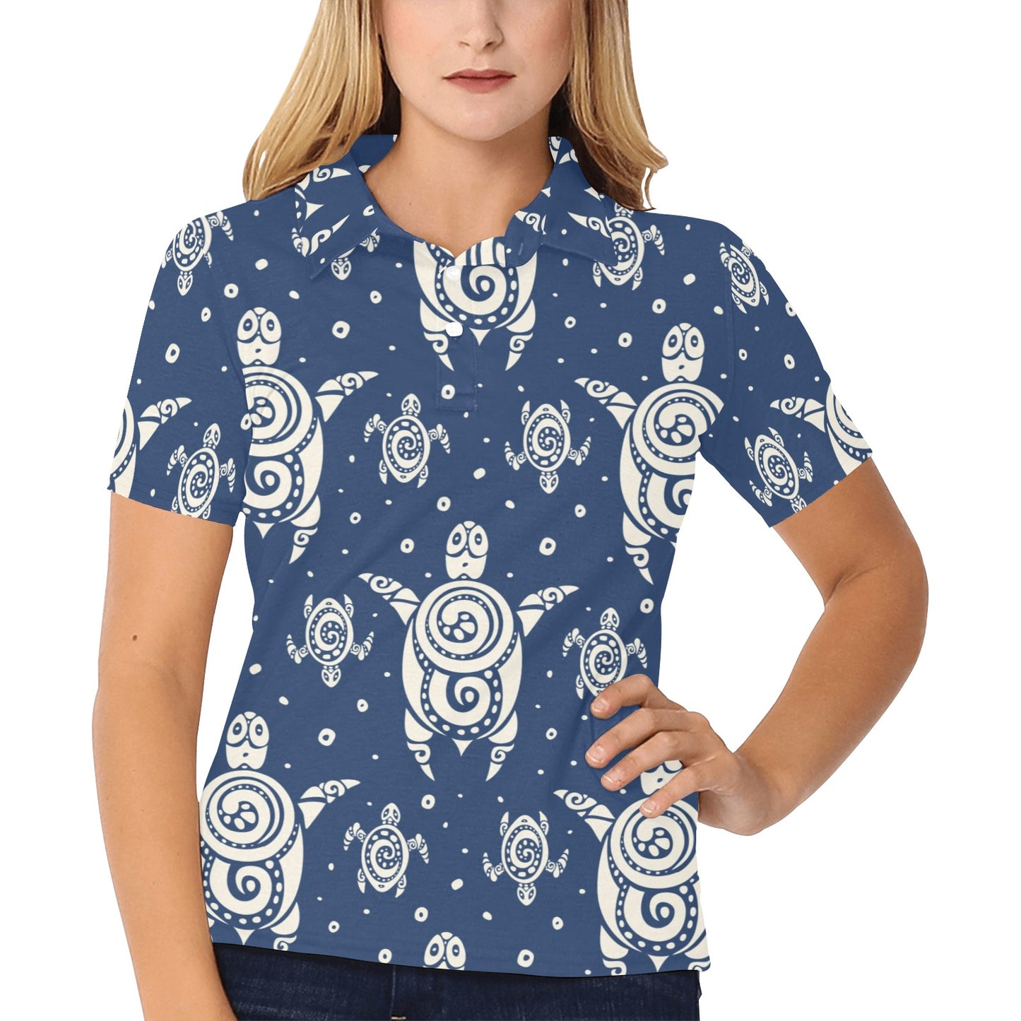 Sea Turtle Tribal Women's Polo Shirt