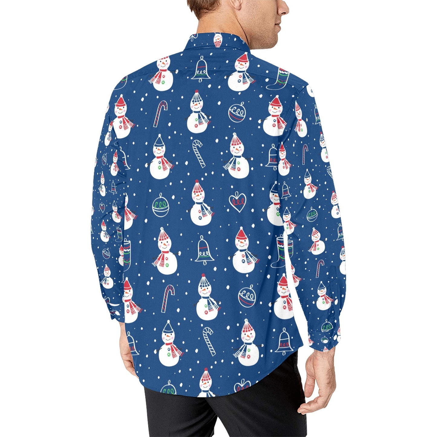 Snowman Print Design LKS306 Men's Long Sleeve Dress Shirt