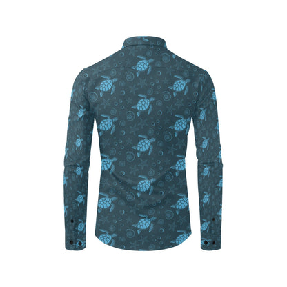 Sea Turtle Print Design LKS308 Men's Long Sleeve Dress Shirt
