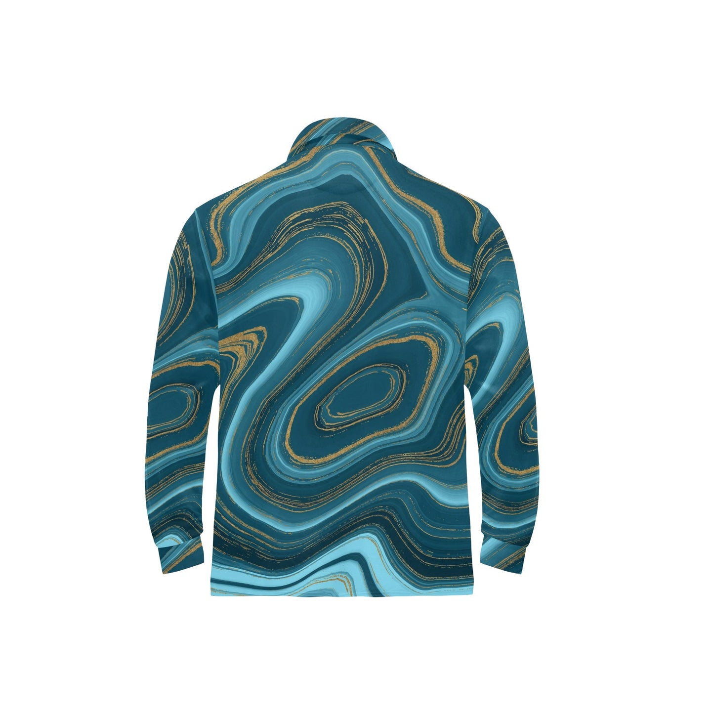 Liquid Pattern Print Design 04 Long Sleeve Polo Shirt For Men's
