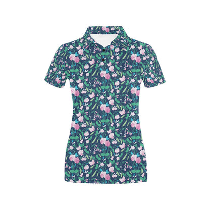 Sweet Pea Print Design LKS303 Women's Polo Shirt