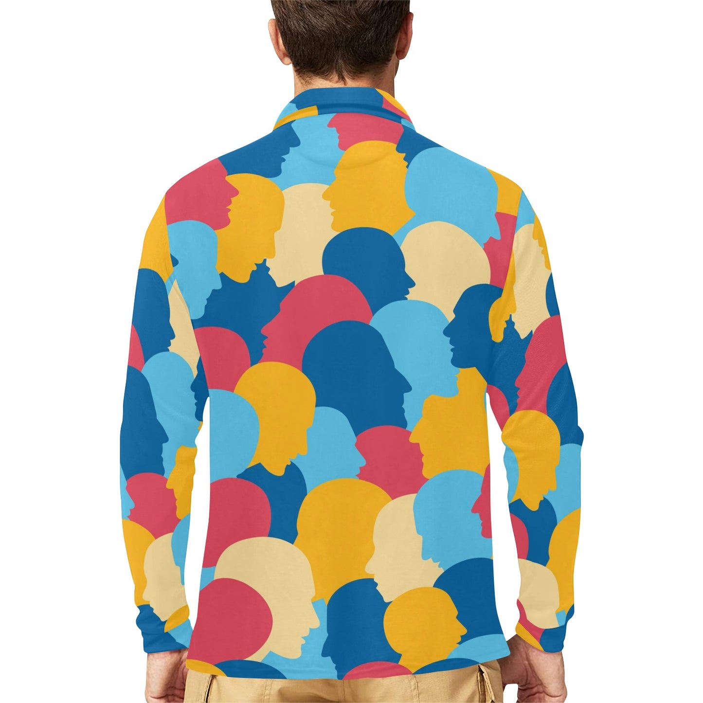 Psychology Pattern Print Design A02 Long Sleeve Polo Shirt For Men's