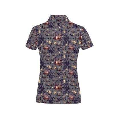 Creepy Graveyard Print Design LKS301 Women's Polo Shirt