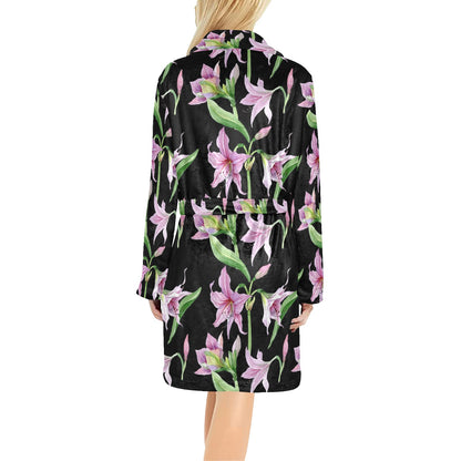 Amaryllis Pattern Print Design AL08 Women's Fleece Robe