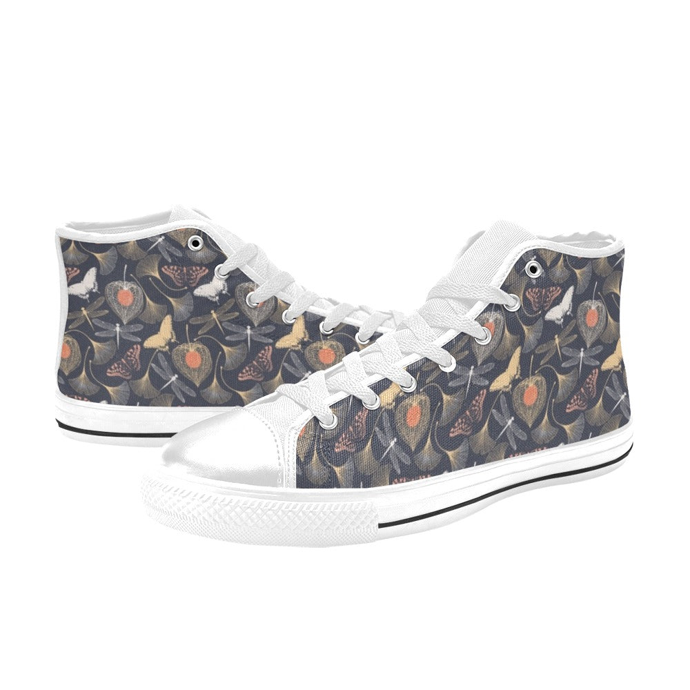 Dragonfly Print Design LKS404 Men's High Top Canvas Shoes