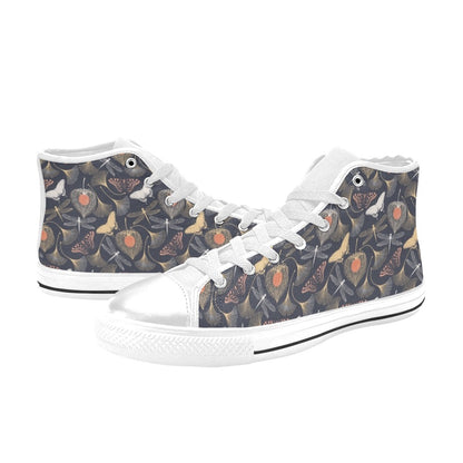 Dragonfly Print Design LKS404 Men's High Top Canvas Shoes
