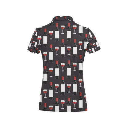 Wine Print Design LKS309 Women's Polo Shirt