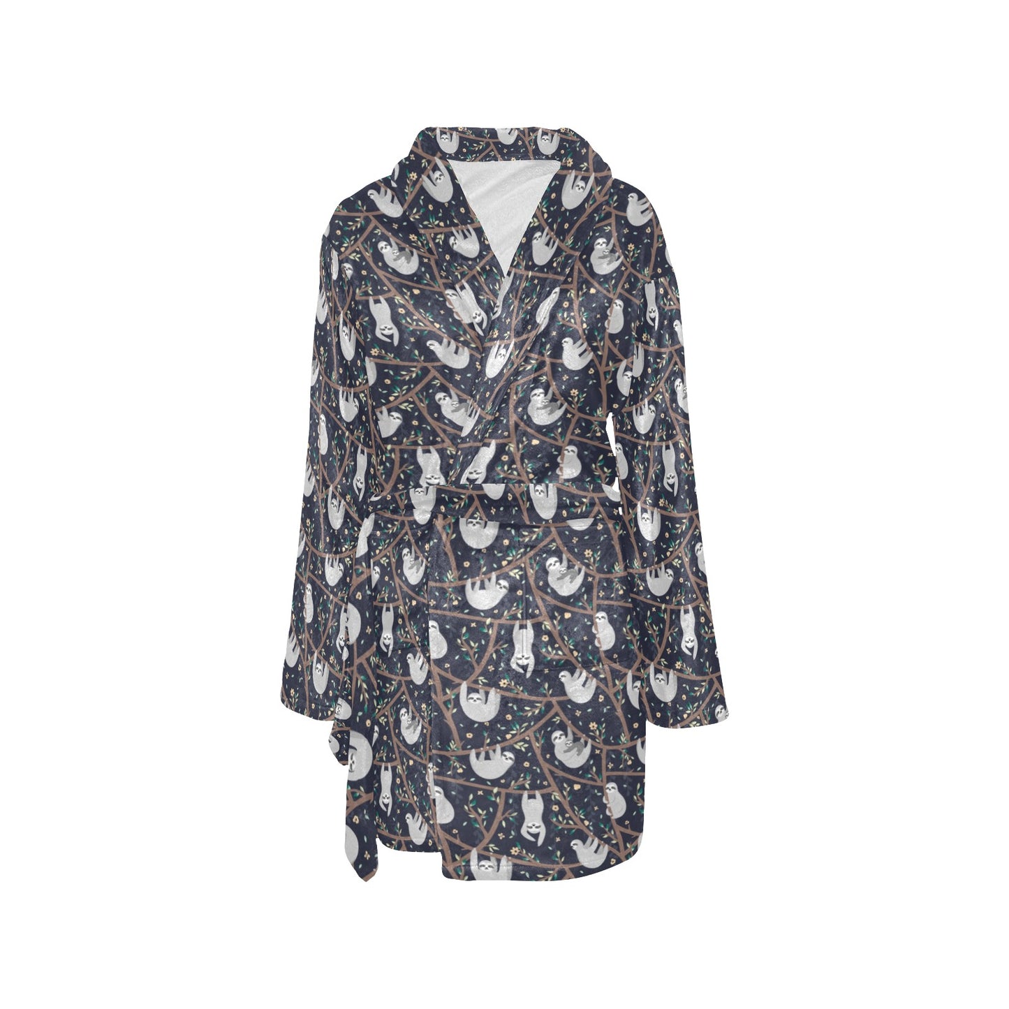 Sloth Happy Design Themed Print Women's Fleece Robe