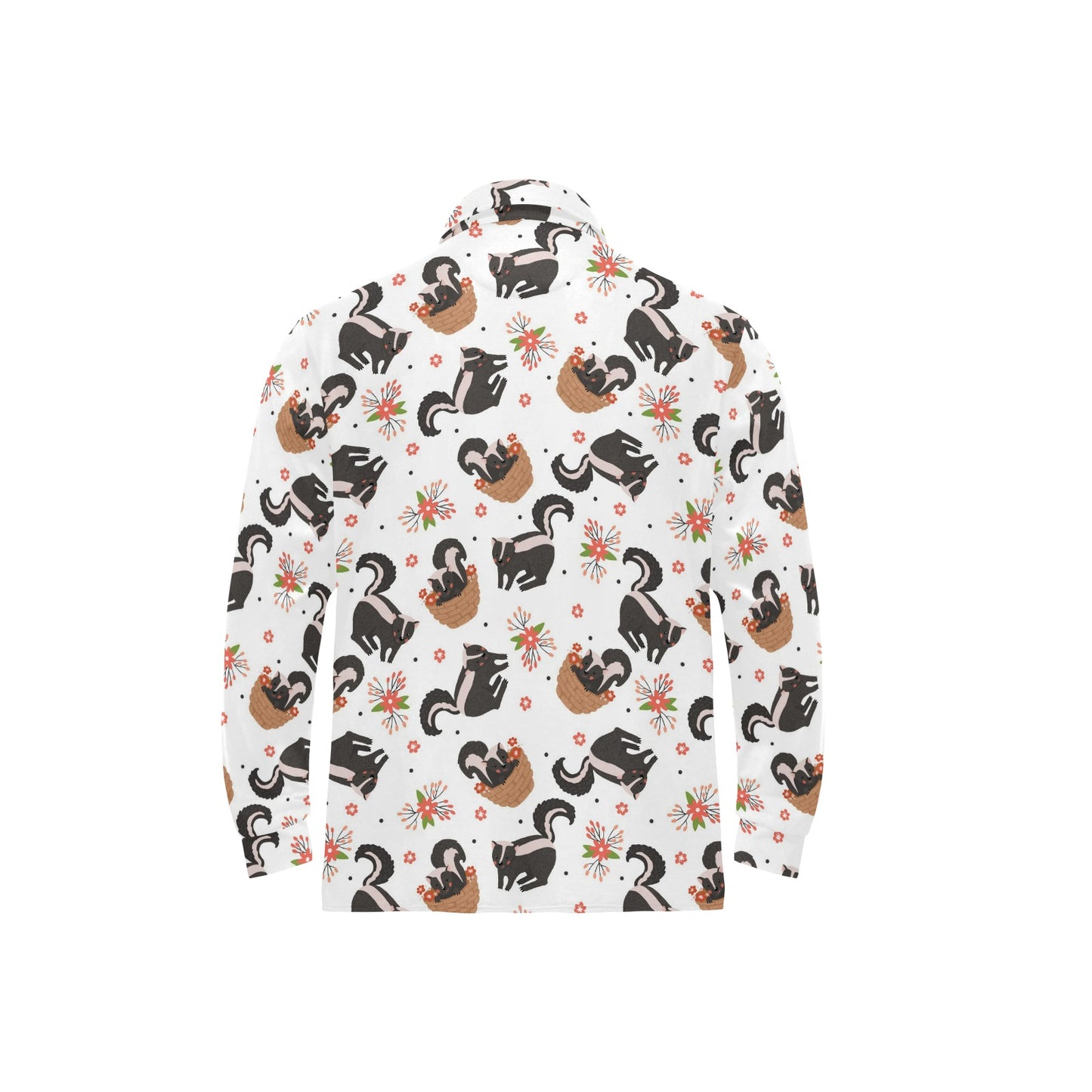 Skunk Print Design LKS304 Long Sleeve Polo Shirt For Men's