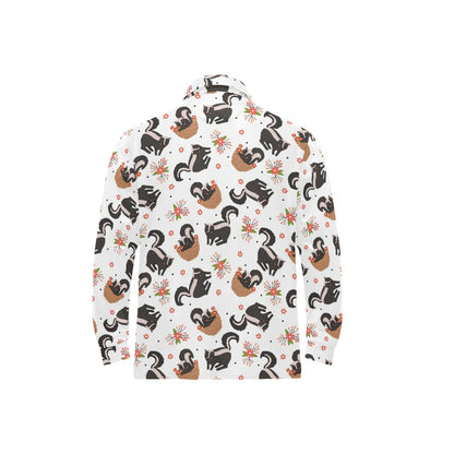 Skunk Print Design LKS304 Long Sleeve Polo Shirt For Men's