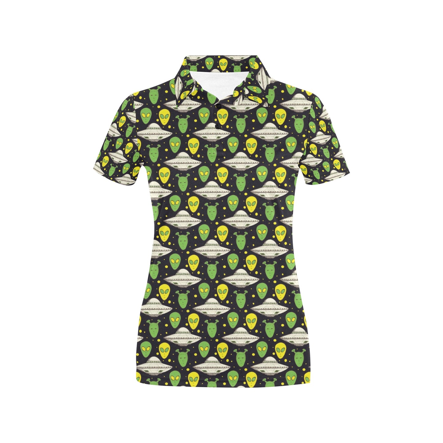 Alien UFO Pattern Women's Polo Shirt