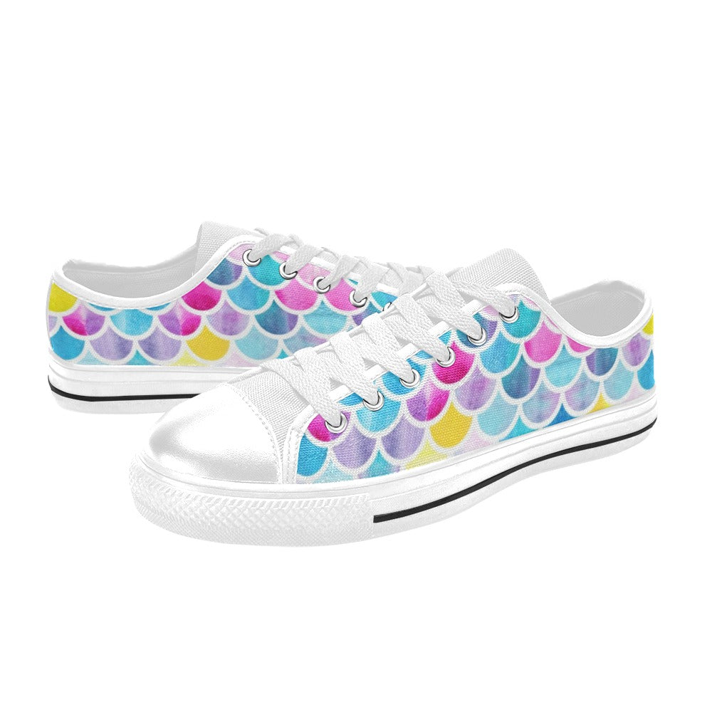 Scales Print Design LKS402 Women's White Low Top Shoes