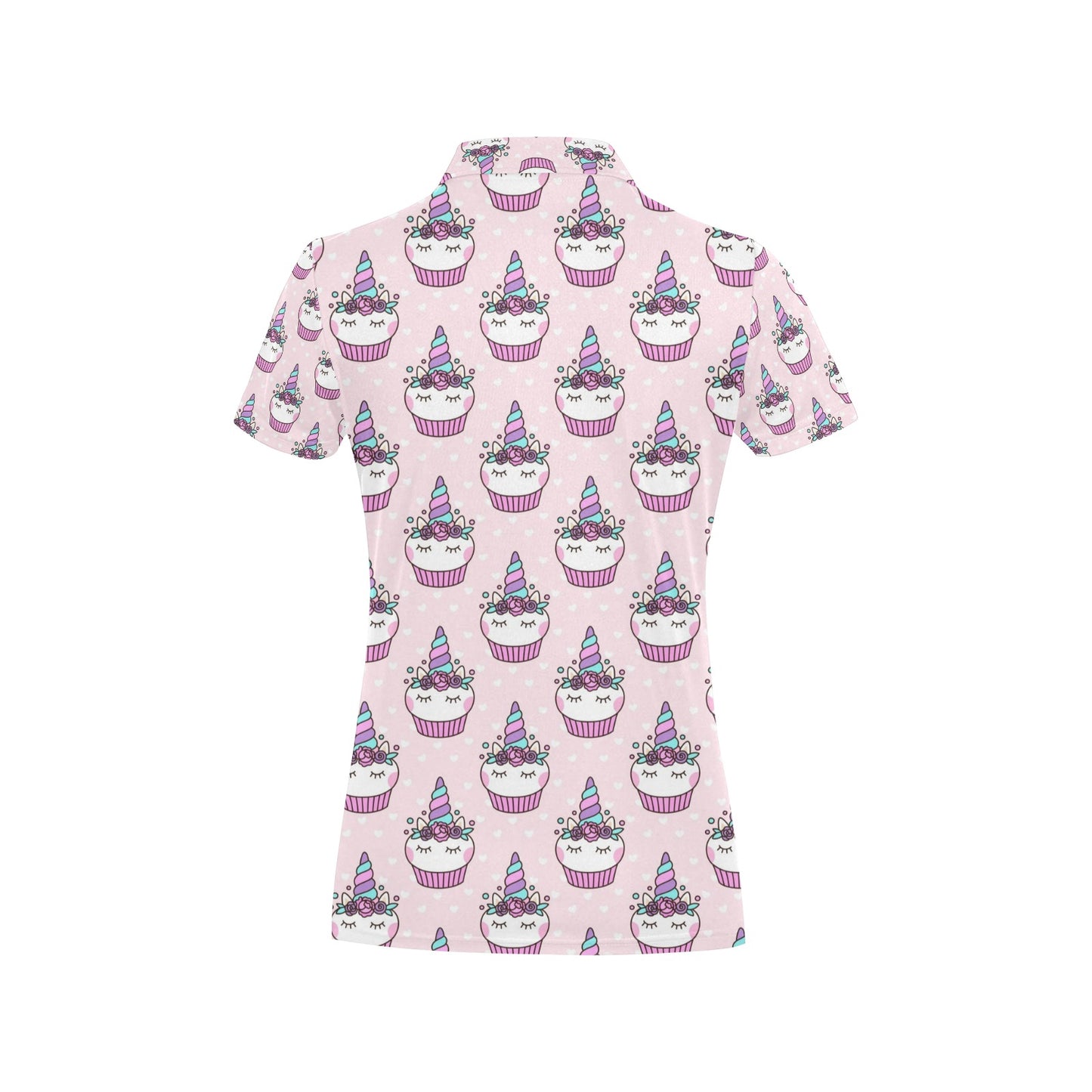 Cupcakes Unicorn Print Pattern Women's Polo Shirt