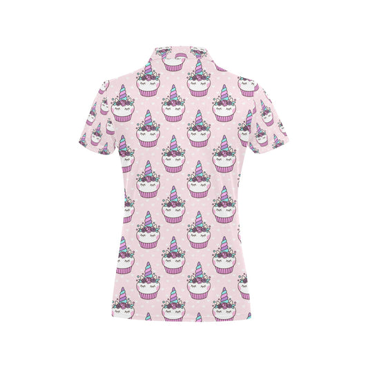 Cupcakes Unicorn Print Pattern Women's Polo Shirt
