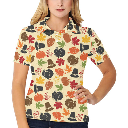 Thanksgiving Print Design LKS303 Women's Polo Shirt