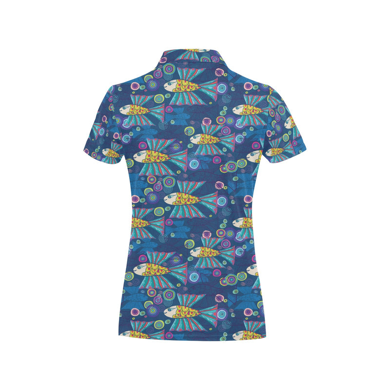 Flying Fish Pattern Print Design 01 Women's Polo Shirt