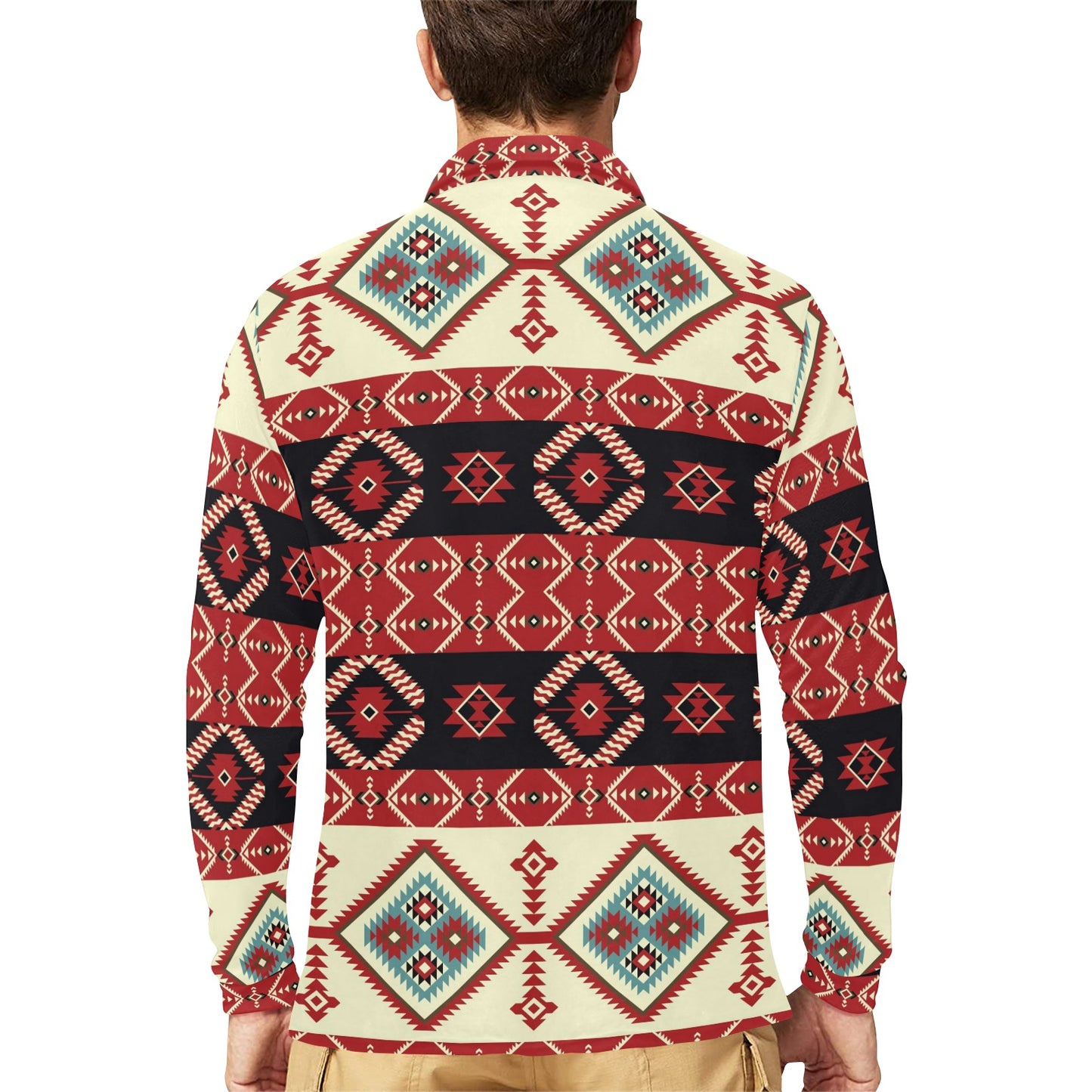 Navajo Pattern Print Design A05 Long Sleeve Polo Shirt For Men's