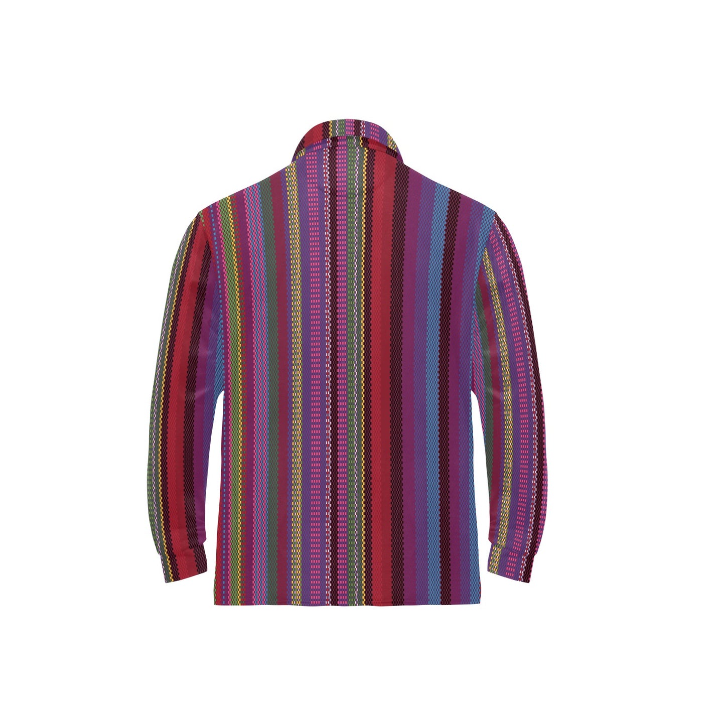 Serape Stripe Print Long Sleeve Polo Shirt For Men's