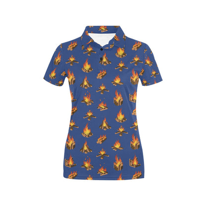 Campfire Pattern Print Design 03 Women's Polo Shirt