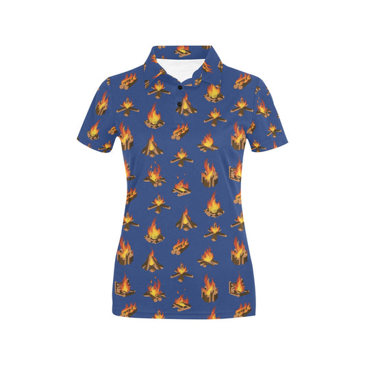 Campfire Pattern Print Design 03 Women's Polo Shirt