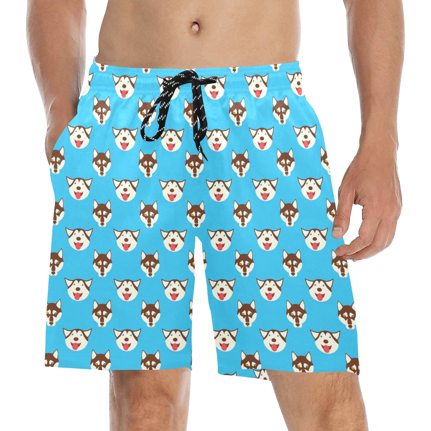 Siberian Huskies Print Design LKS306 Men's Swim Trunks Beach Shorts