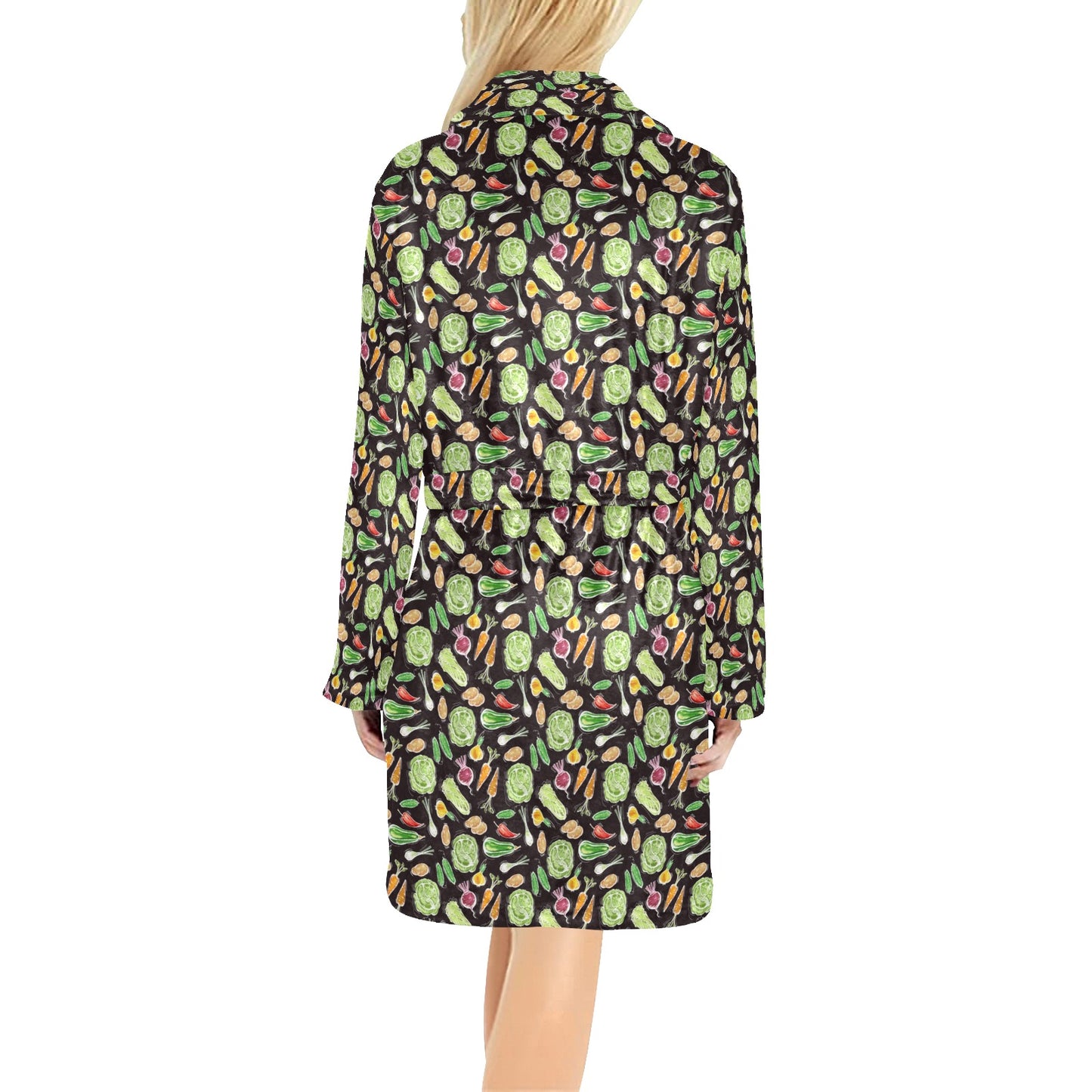 Vegan Draw Themed Design Print Women's Fleece Robe
