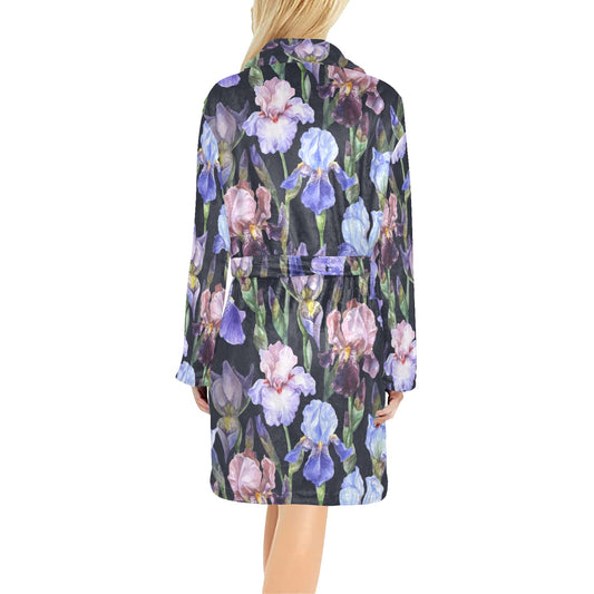 Iris Pattern Print Design IR04 Women's Fleece Robe