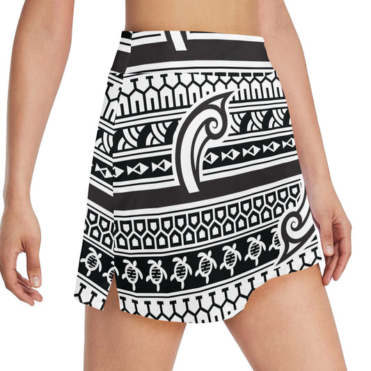 Samoan Style Print Design LKS305 17" Golf & Pickleball Skort with Pockets