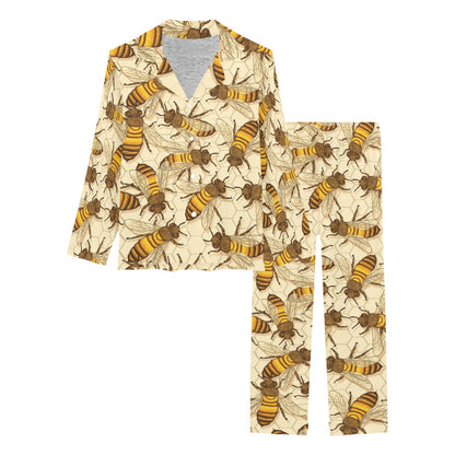Bee Pattern Print Design BEE05 Women's Long Pajama Set