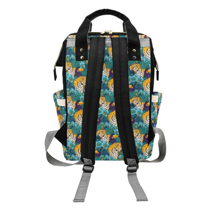 Tiger Tropical Print Design LKS301 Diaper Bag Backpack