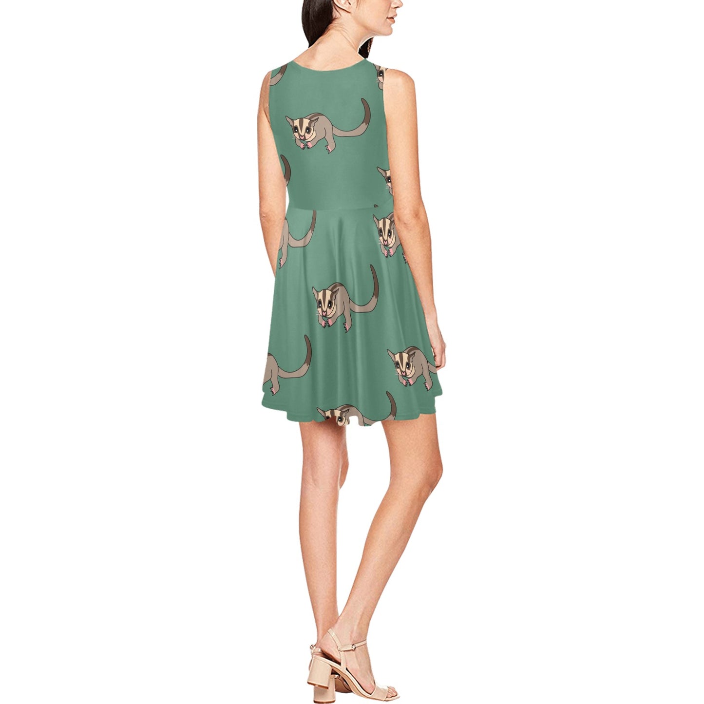 Sugar Glider Pattern Print Design 01 Sleeveless Dress