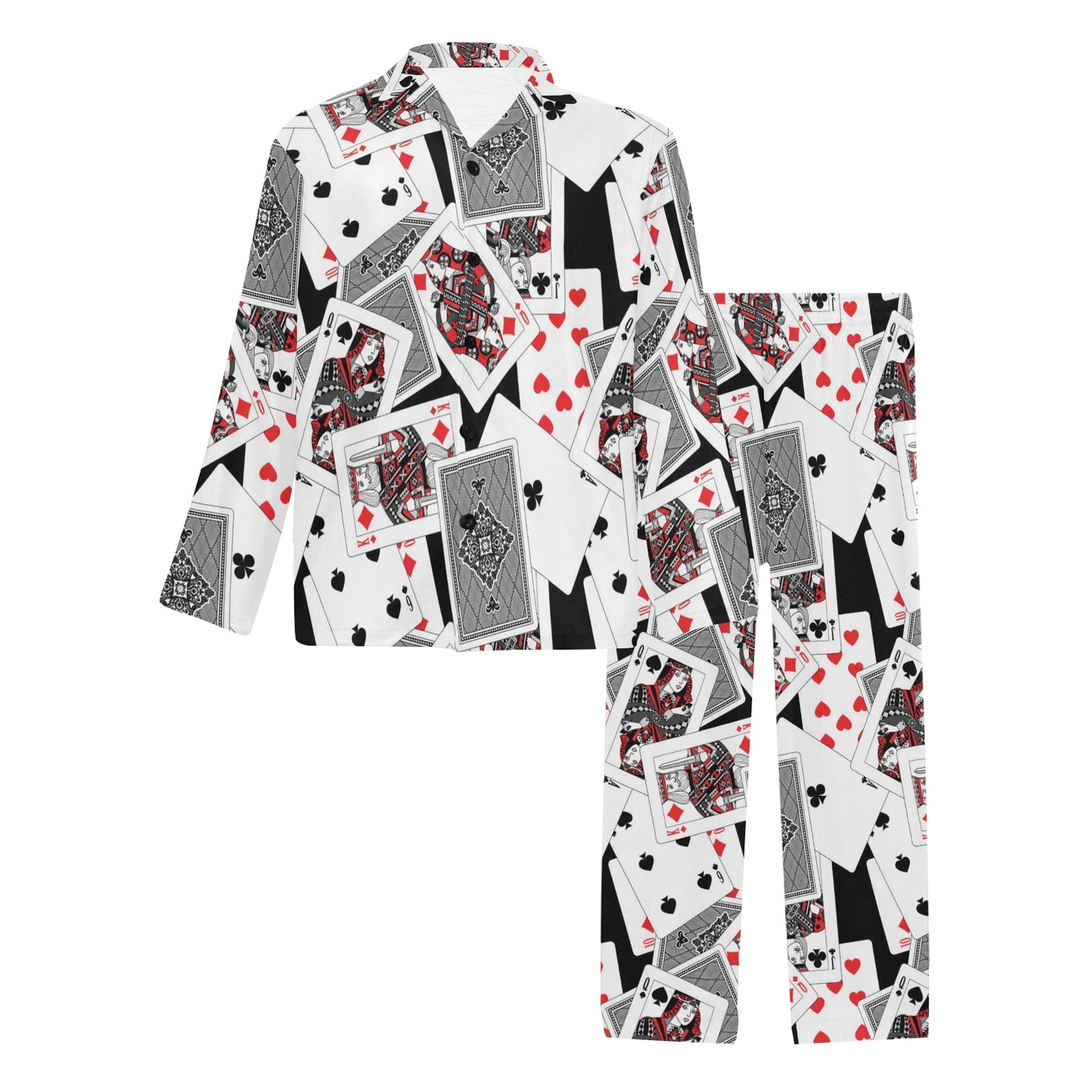 Poker Cards Pattern Print Design A04 Men's Long Pajama Set
