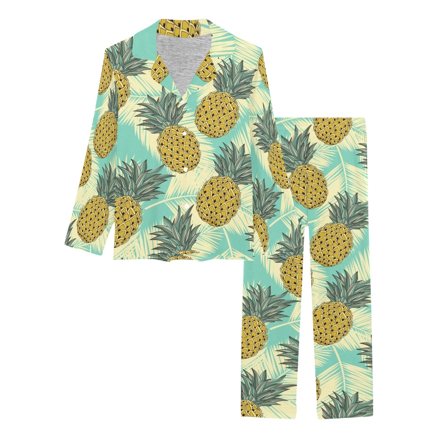 Pineapple Pattern Print Design PP03 Women's Long Pajama Set