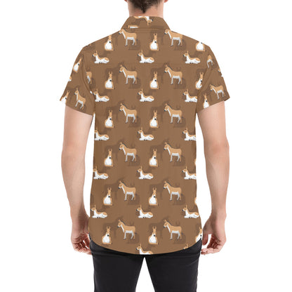 Donkey Print Design LKS401 Men Short Sleeve Button Up Shirt