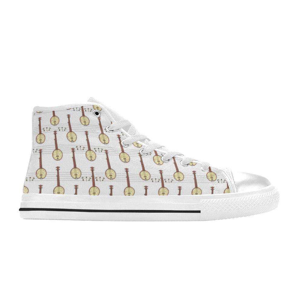 Banjo Print Design LKS402 Men's High Top Canvas Shoes