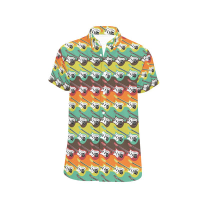 Electric Guitar Print Design LKS401 Men Short Sleeve Button Up Shirt