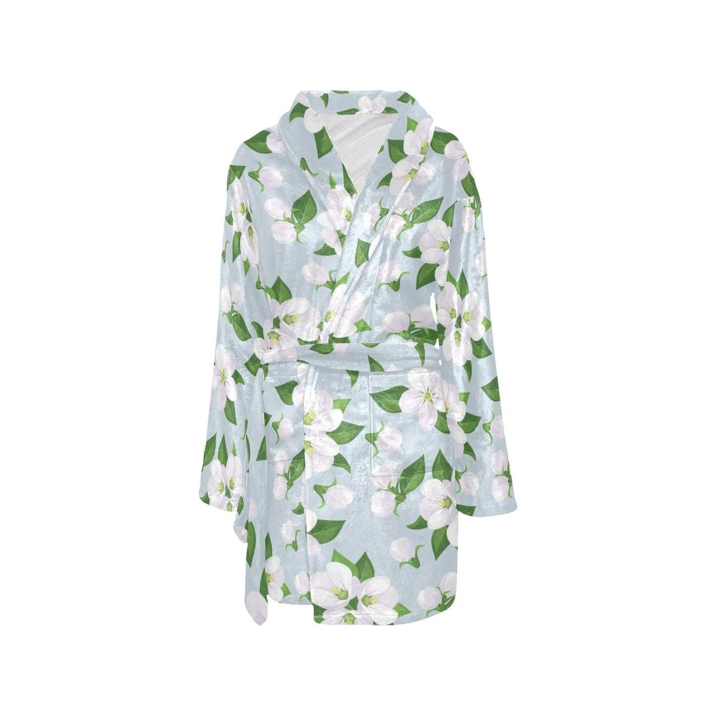 Apple blossom Pattern Print Design AB04 Women's Fleece Robe