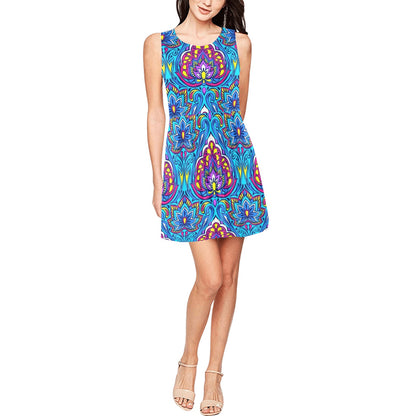 lotus Boho Pattern Print Design LO010 Sleeveless Dress