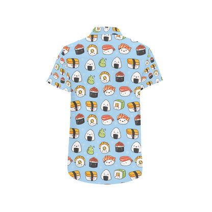 Sushi Print Design LKS303 Men Short Sleeve Button Up Shirt