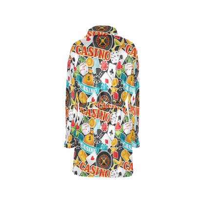 Casino Pattern Print Design 03 Women's Fleece Robe