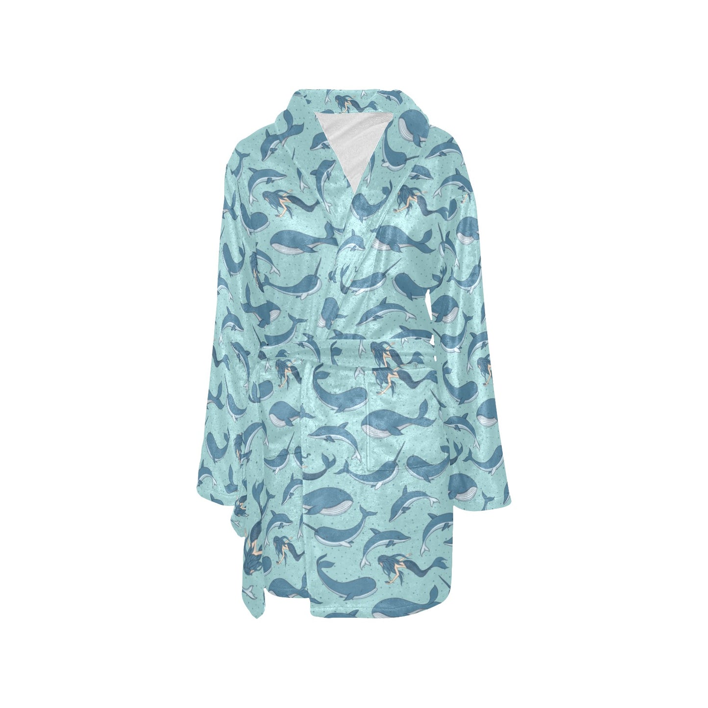 Narwhal Themed Print Women's Fleece Robe